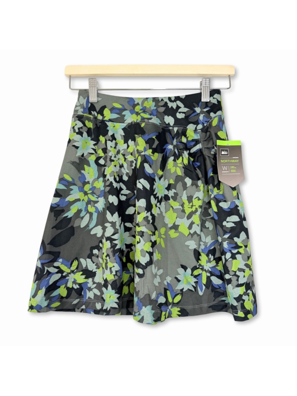 REI Northway A-Line Skirt Gray Green Floral Women's XXS